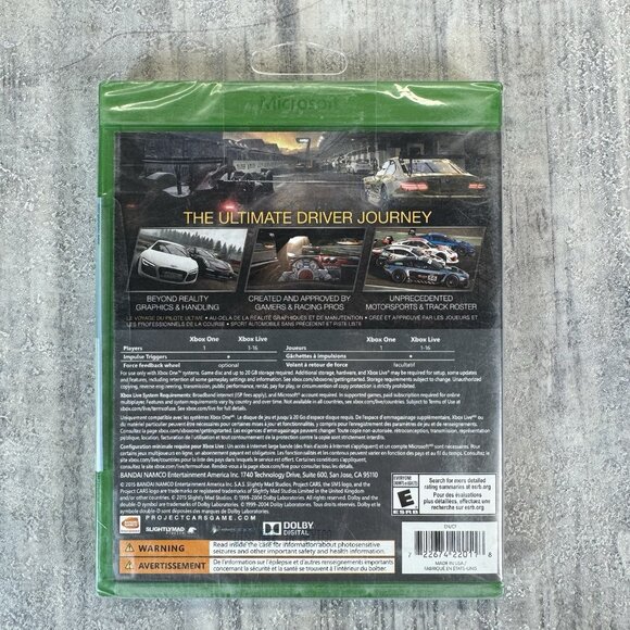 Project Cars (Microsoft Xbox One, 2015) X1 New Factory Sealed Bandai Namco - Picture 2 of 5